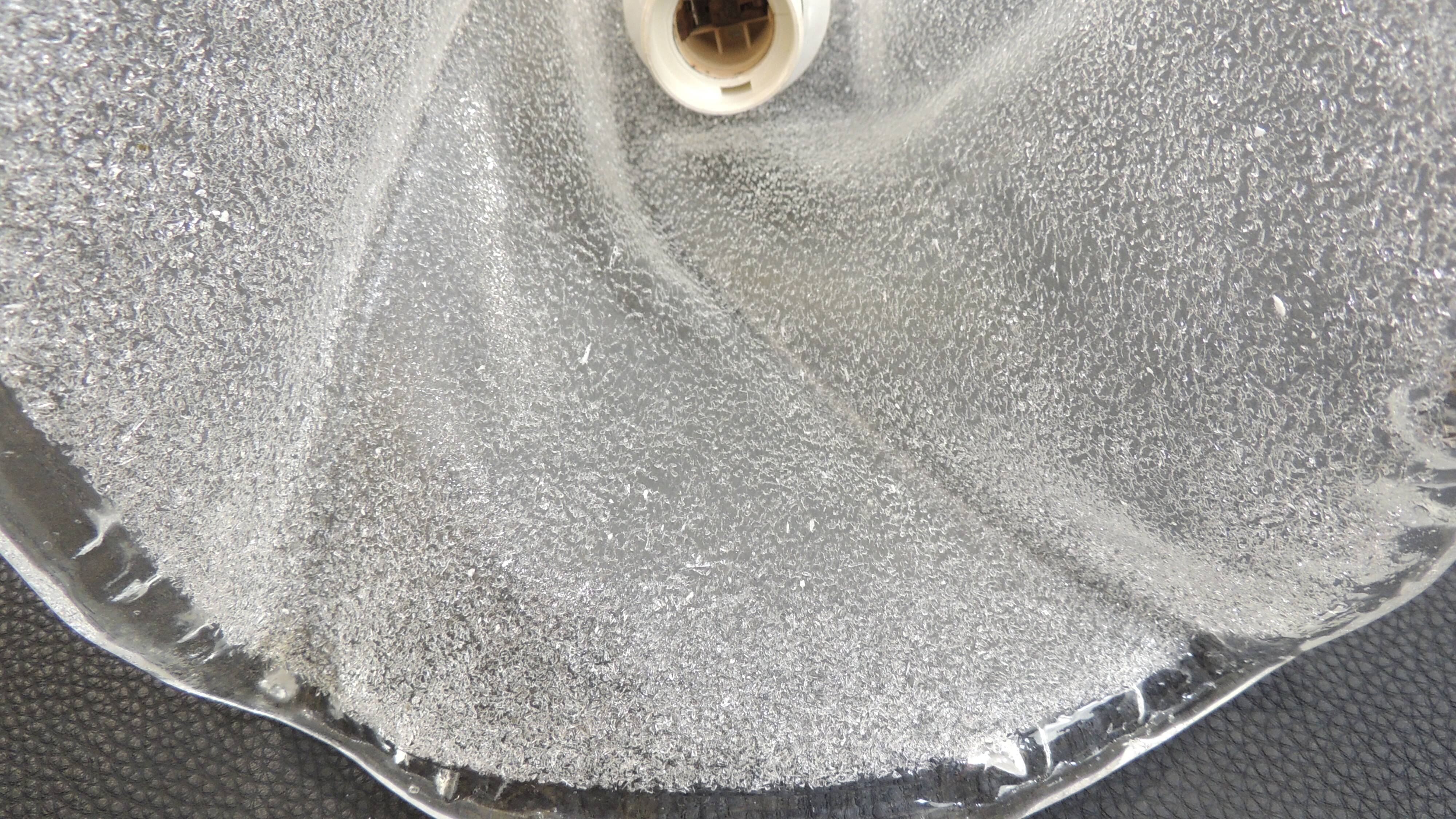 Suspension vintage en verre givré style fleur – Lampe plafonnier des années