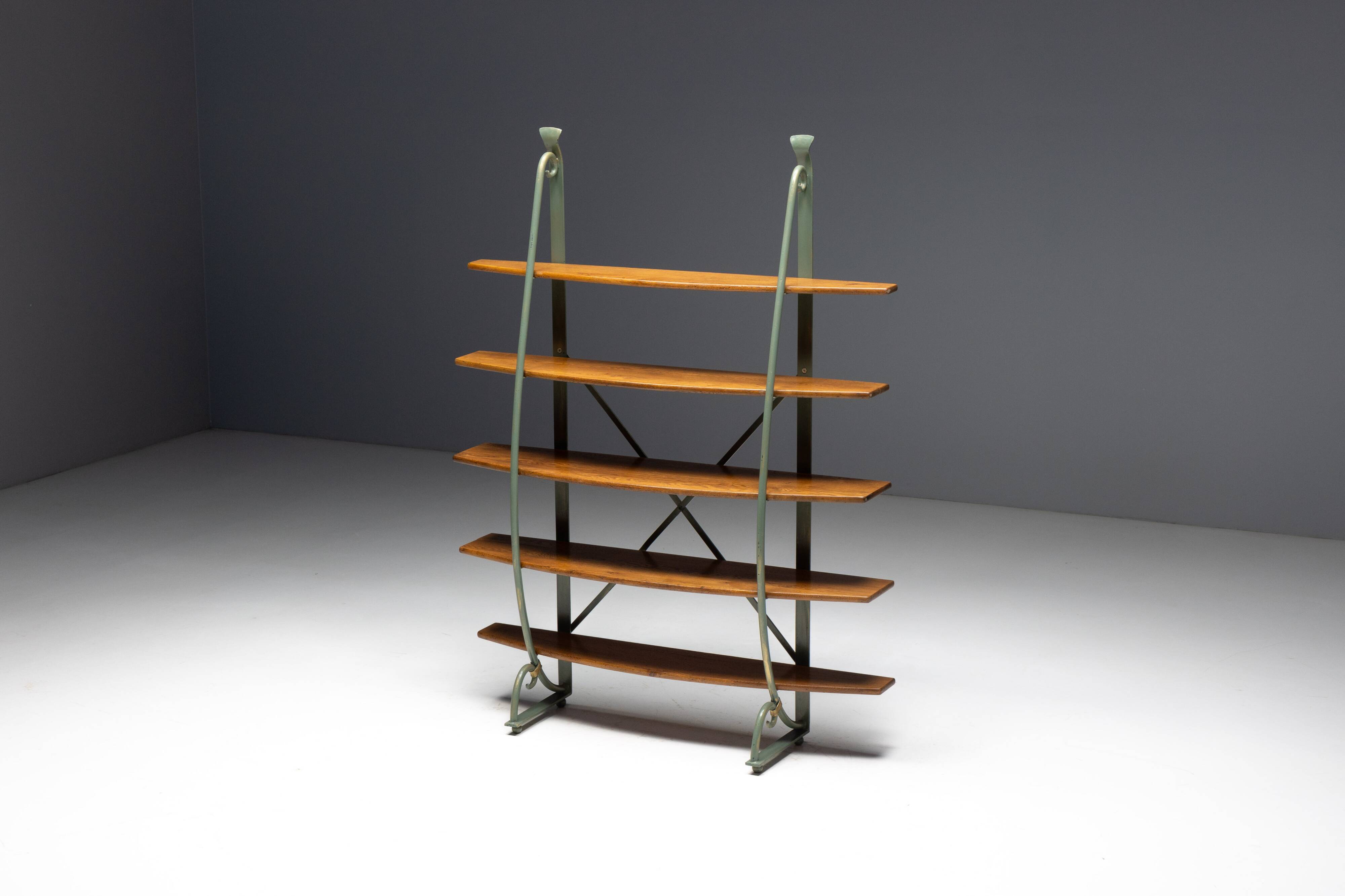 Bakery Display Rack with Iron Frame and Oak Shelves, France, 1920s