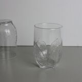 Set of 6 glass glasses leaf pattern