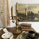 Chandelier lamp with 4 lights in gilded bronze.