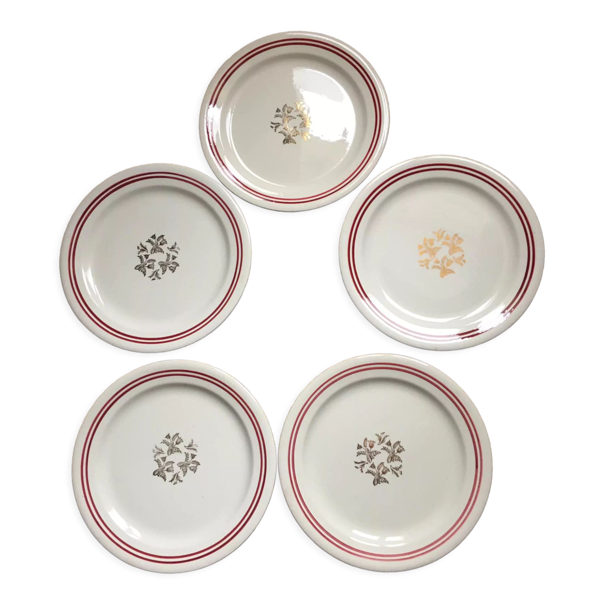 5 dessert plates in Gien porcelain France