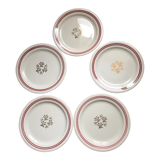 5 dessert plates in Gien porcelain France