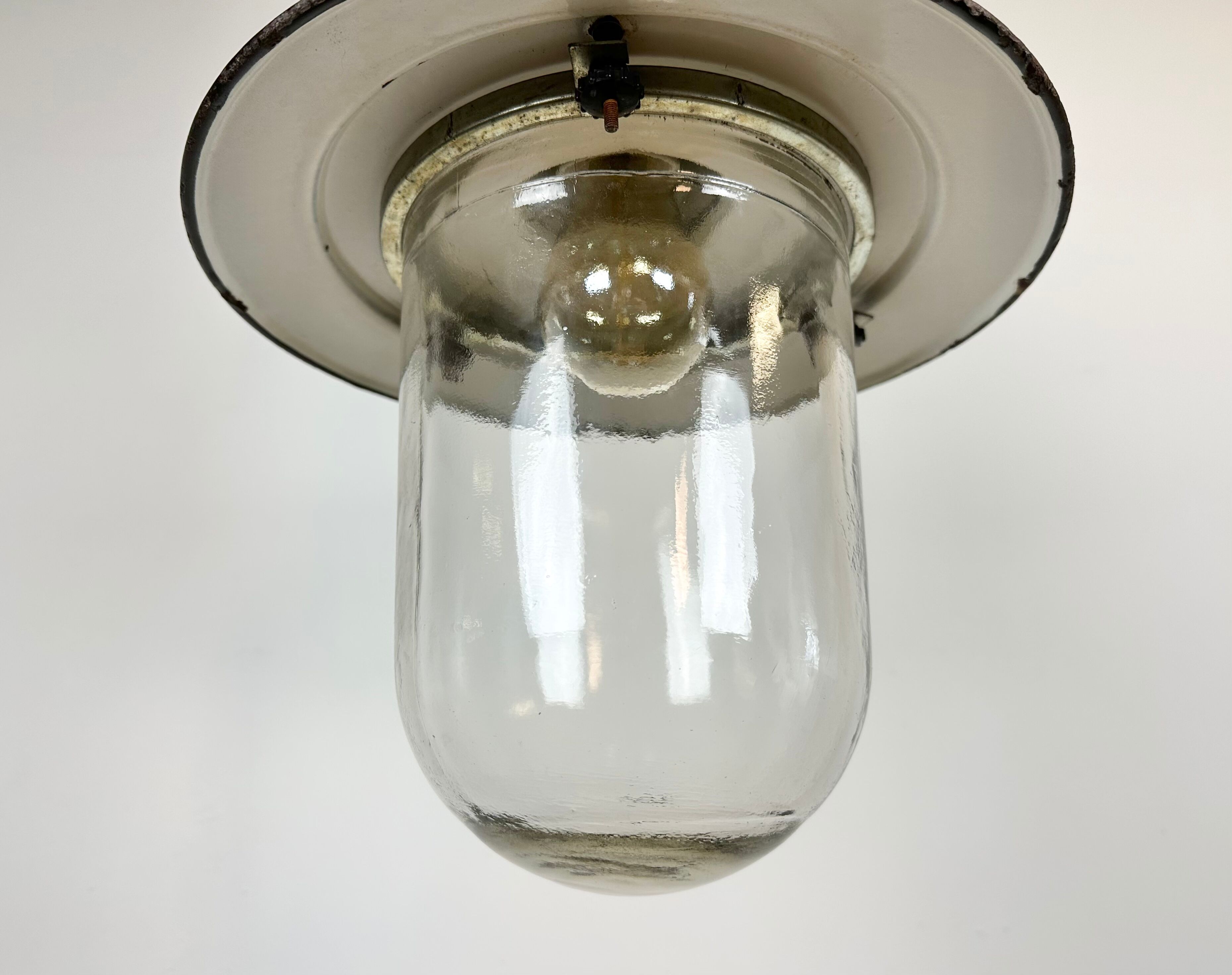 Green Enamel and Cast Iron Industrial Pendant Light, 1960s