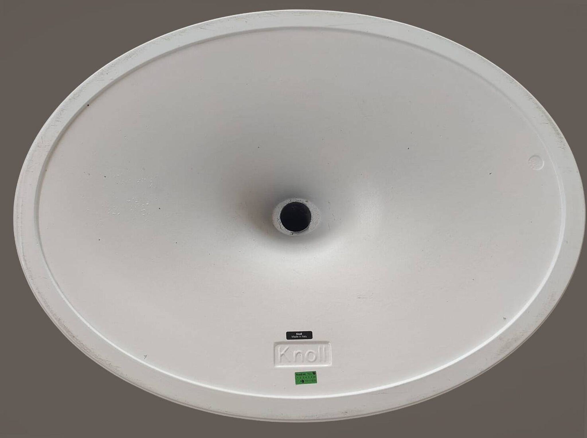 Original oval Tulip Knoll table 198cm white laminate, NEW in the box.