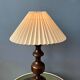 Vintage wooden table lamp with pleated shade