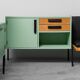 Buffets en bois canapé vert 2 places 60s vintage moderne
