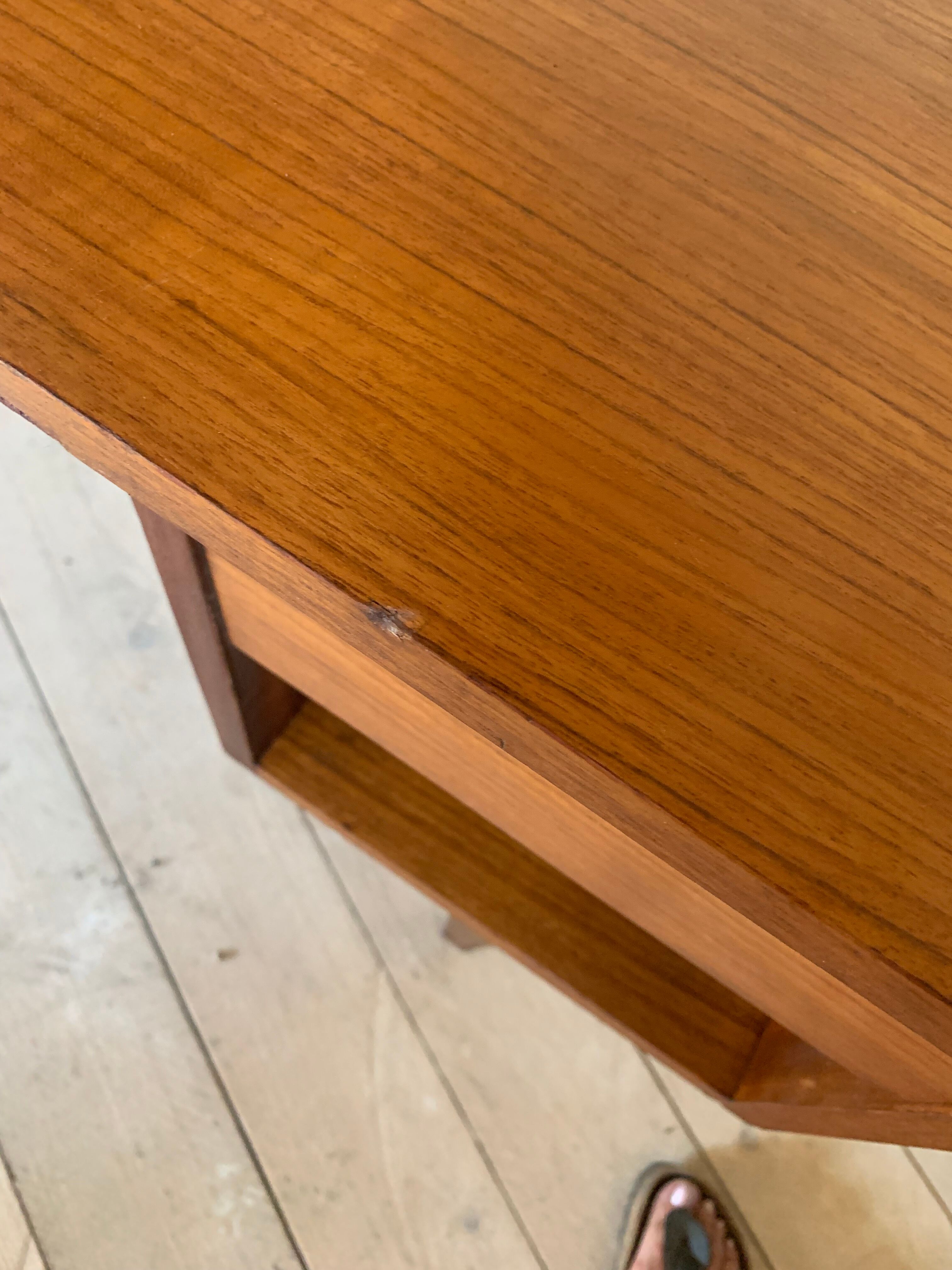 Vintage curved teak desk