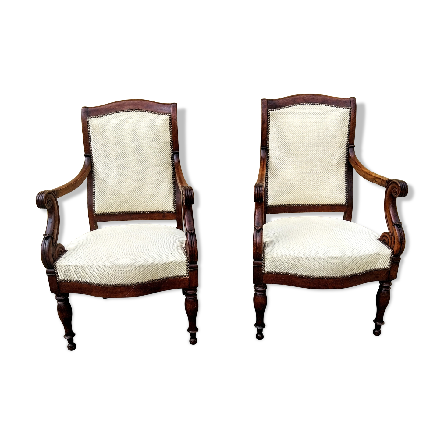 Paire de fauteuils en acajou d'époque Restauration estampillés Guinard