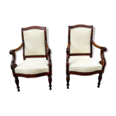 Pair of vintage mahogany armchairs Restoration stamped Guinard