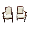 Pair of vintage mahogany armchairs Restoration stamped Guinard