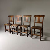 Set of 4 antique oak dining chairs, 1900s