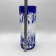 Vase japonais d'art EDO KIRIKO en cristal transparent et bleu cobalt