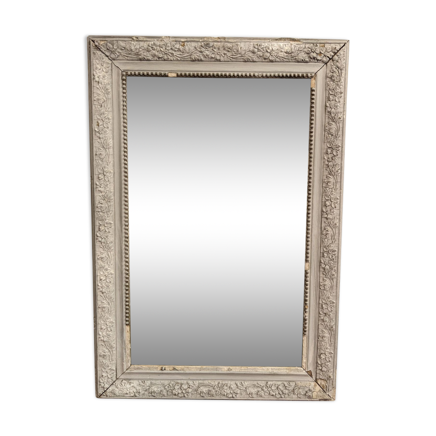 Mirror XIXth gray shabby 77 x 53 cm