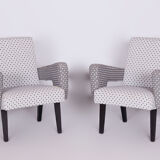 Restored Pair of Beech Midcentury Armchairs, New Upholstery, Czechia, 1950s