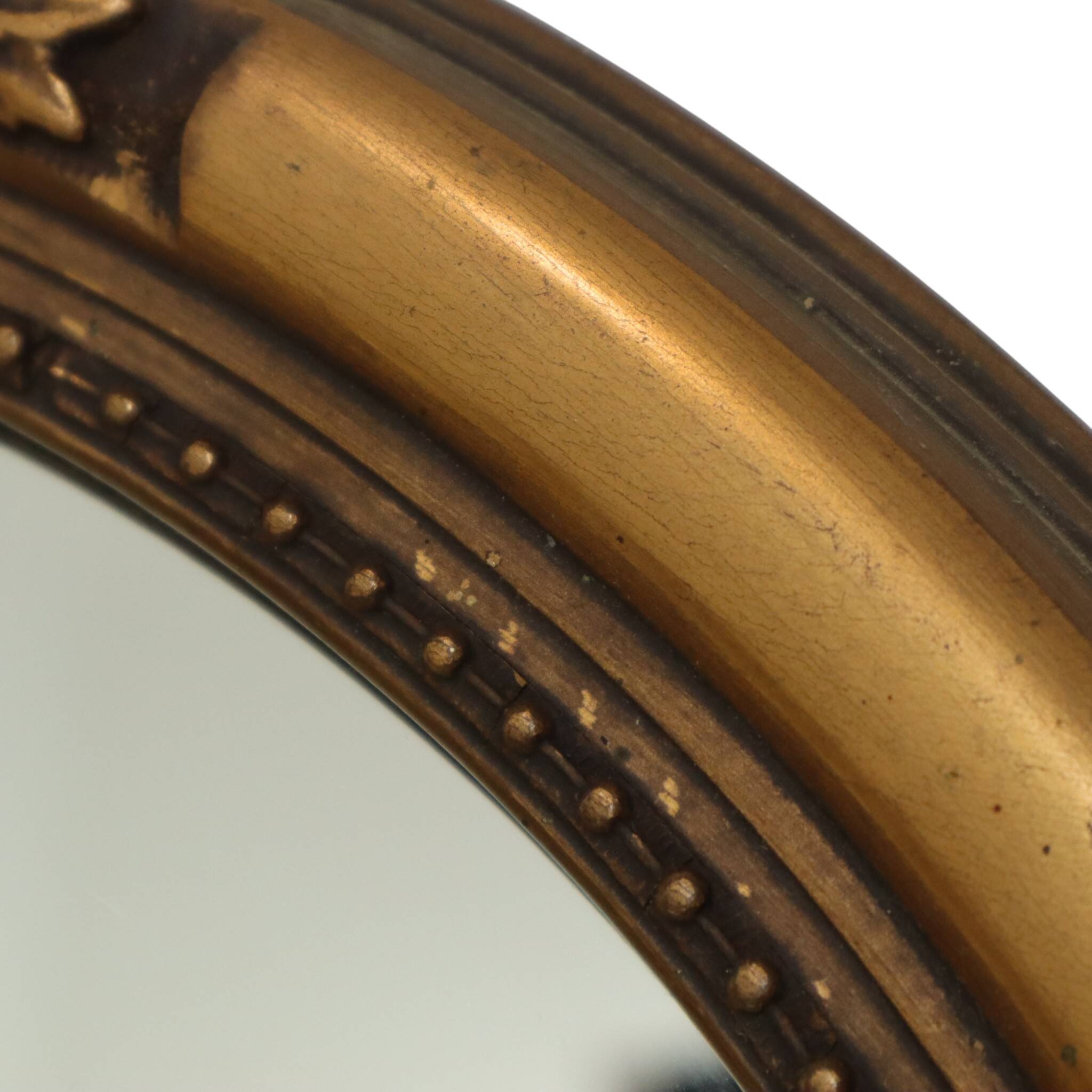 French Oval Gold Baroque-Style Mirror with Roses 58cm