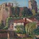 Oil on wood panel CHATEAU DE CLISSON 44 by PIERRE BERTRAND, frame 1940