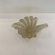 Murano Barovier 'Zebrati' Decor Glass Shell Bowl Hollywood Regency, 1960s