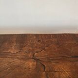 Brutalist Folk Art Bench Solid Oak