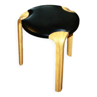 TABOURET VINTAGE EN BOULEAU EST CUIR D'ALVAR AALTO POUR ARTEK