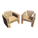 Armchair in metal and braided rope, 1980