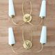 Pair of 1960 wall lamps in gilded brass and glass.