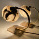 Pair of vintage art deco lamps, albatre marble brass, 30 years