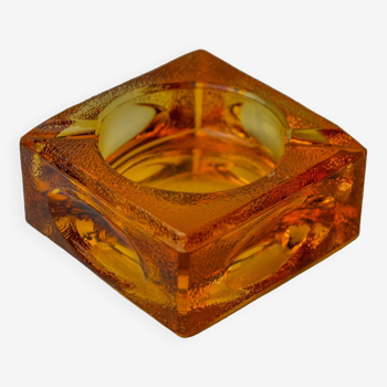 Cendrier glaçon orange par antonio imperatore, verre de murano, italie, 1970