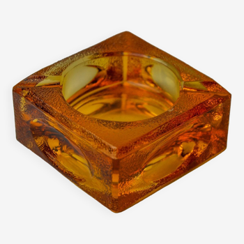 Orange ice cube ashtray by Antonio Imperatore, Murano glass, Italy, 1970