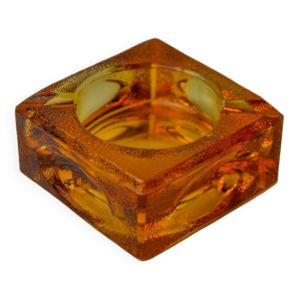 Orange ice cube ashtray by Antonio Imperatore, Murano glass, Italy, 1970