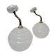 Pair of porcelain sconces brass glass of clchy white art deco