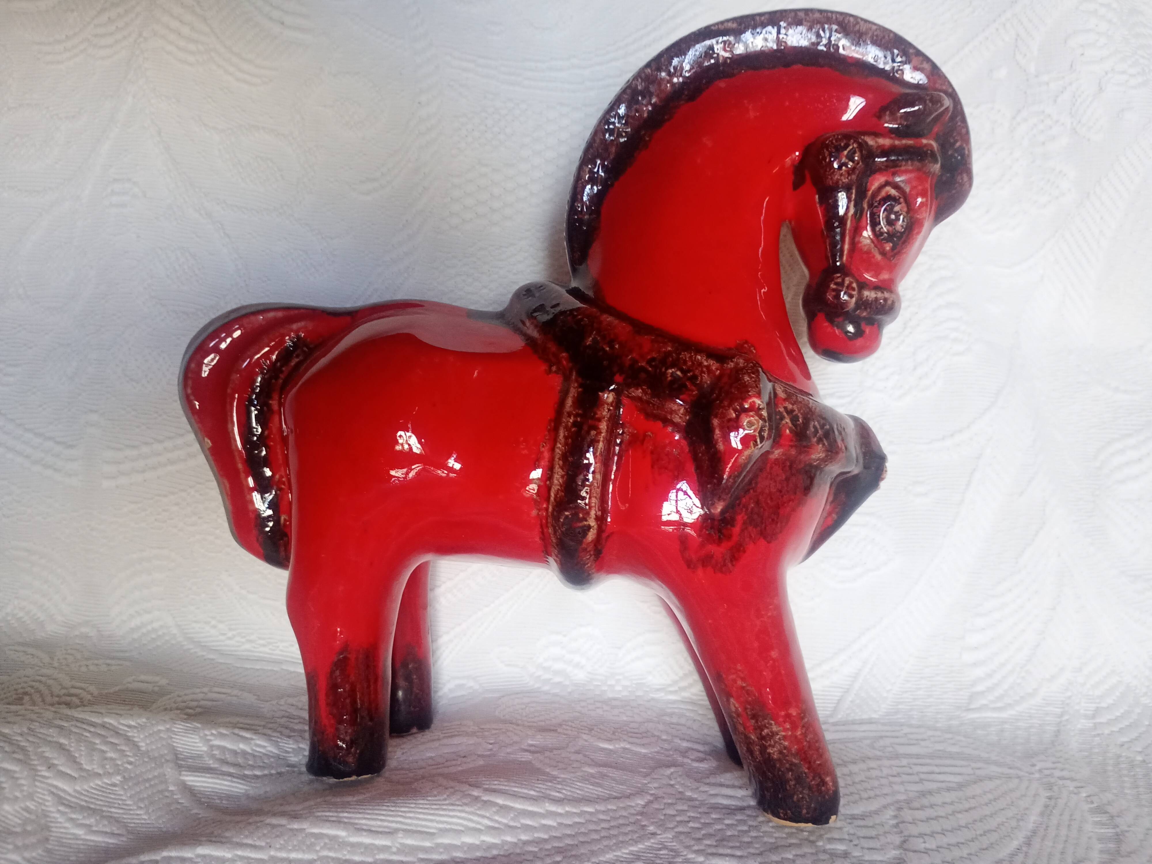 Bitossi - Aldo Londi - Red Roman Horse - glazed ceramic