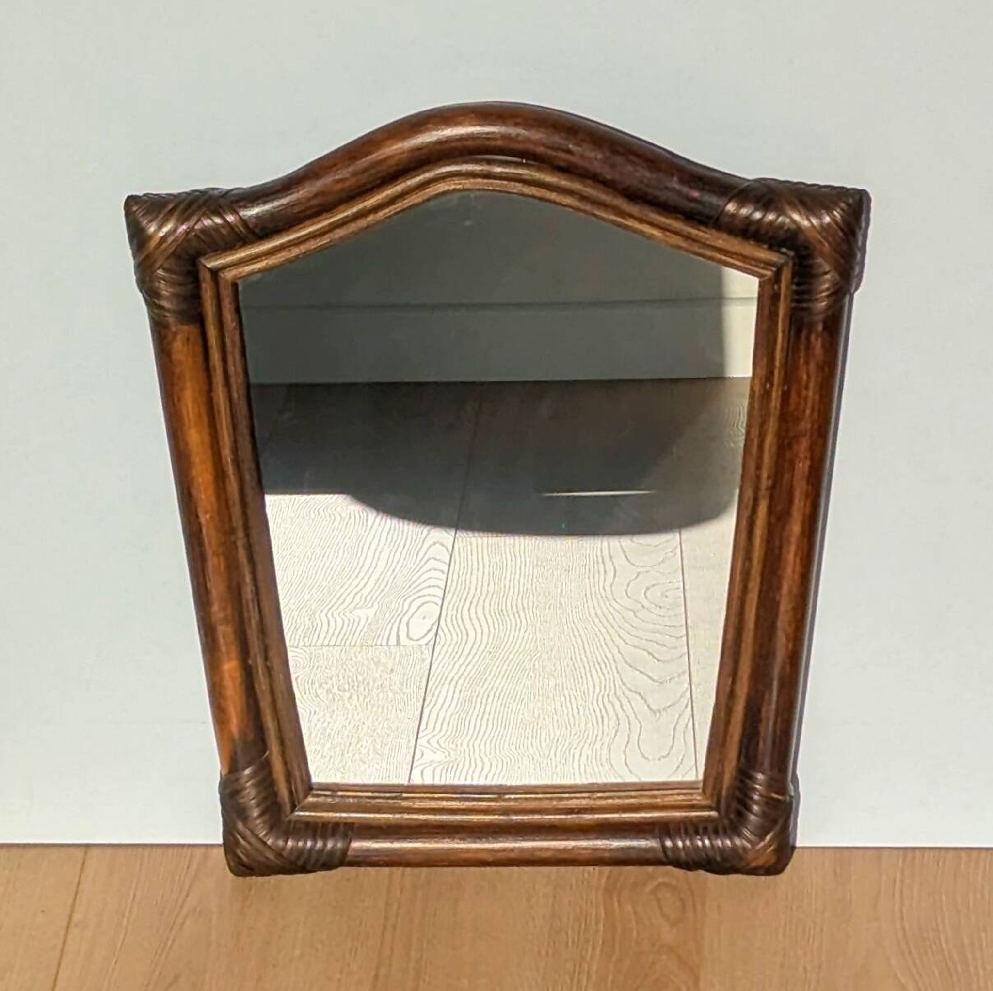 Mirror - Vintage 49x43 cm - Bamboo, Rattan - Patinated wood 1970