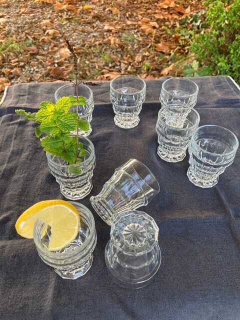 Faceted aperitif glasses
