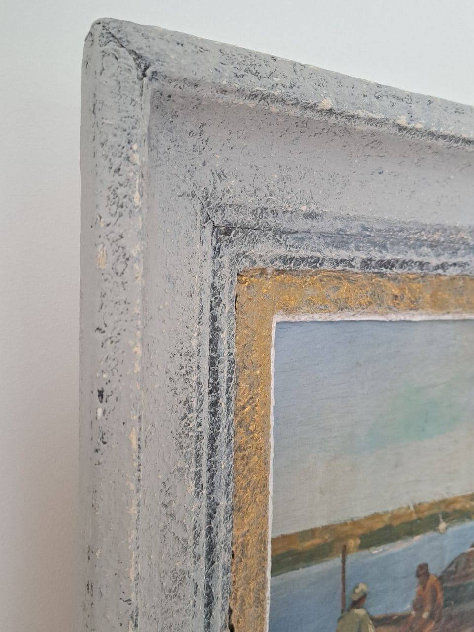 Ancient table oil on panel by Ermando Bellantonio