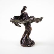 Brass female figurine in Art Deco style with floral motifs, European decorative art