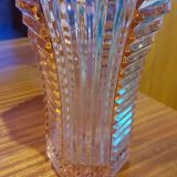 Exagonal vase - Art Deco style, Rosaline glass