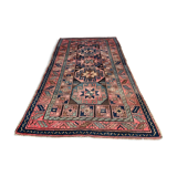 Tapis turc kazak 226x135 cm tapis tribal vintage rouge et bleu grand