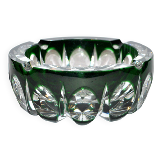 Saint-Louis crystal ashtray with green lining Overlay Ambassador model