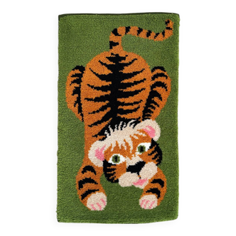 Scandinavian tiger Rya rug, wool, 1970s.