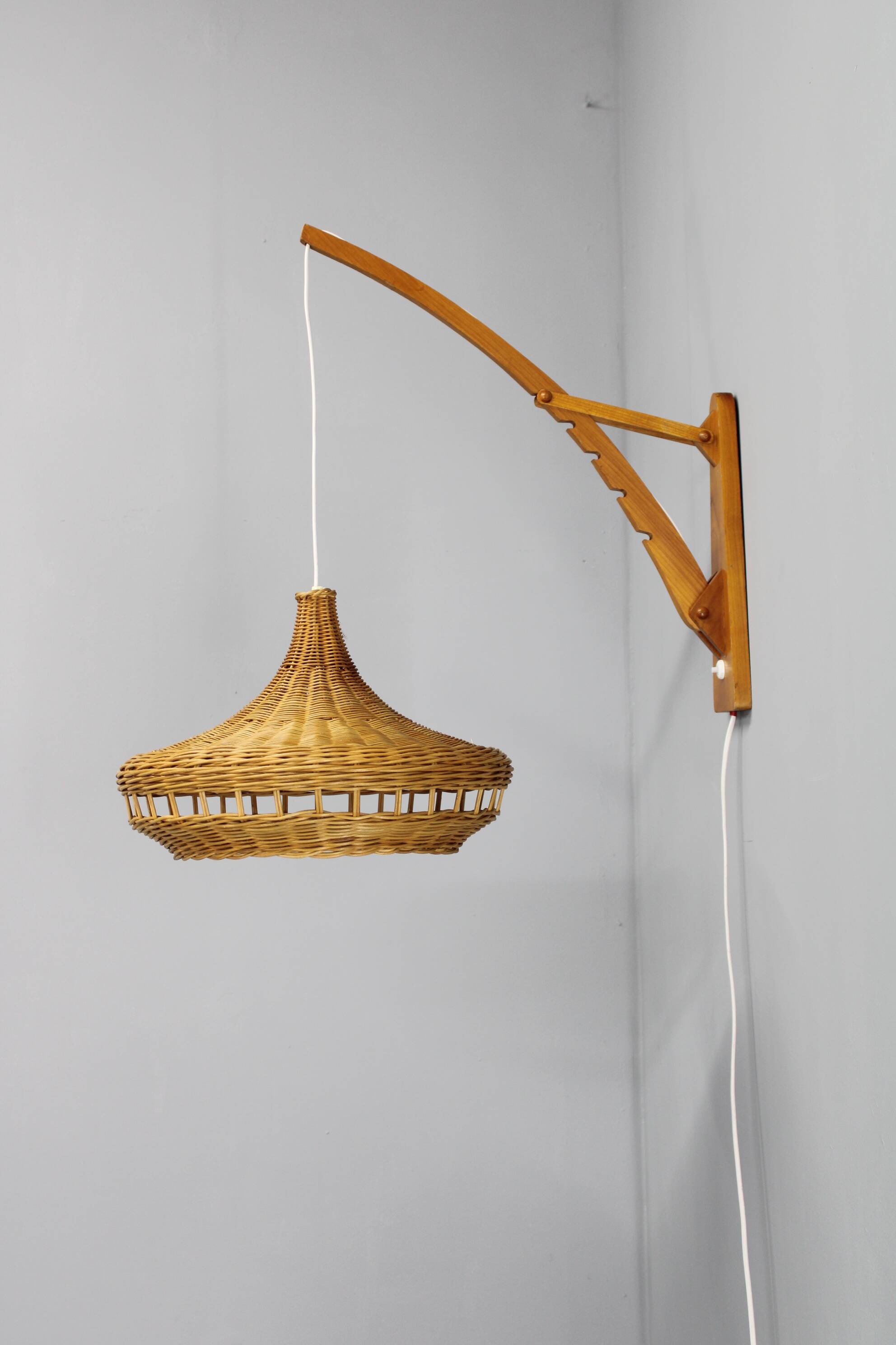 1960s Wall Wooden Lamp by Pokrok Zilina, Czechoslovakia