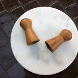 Olive wood pepper and salt shaker set
