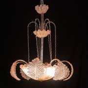 Pink Art Decò Barovier e Toso "Fountain" Pendant Light, Murano Glass, 1940s