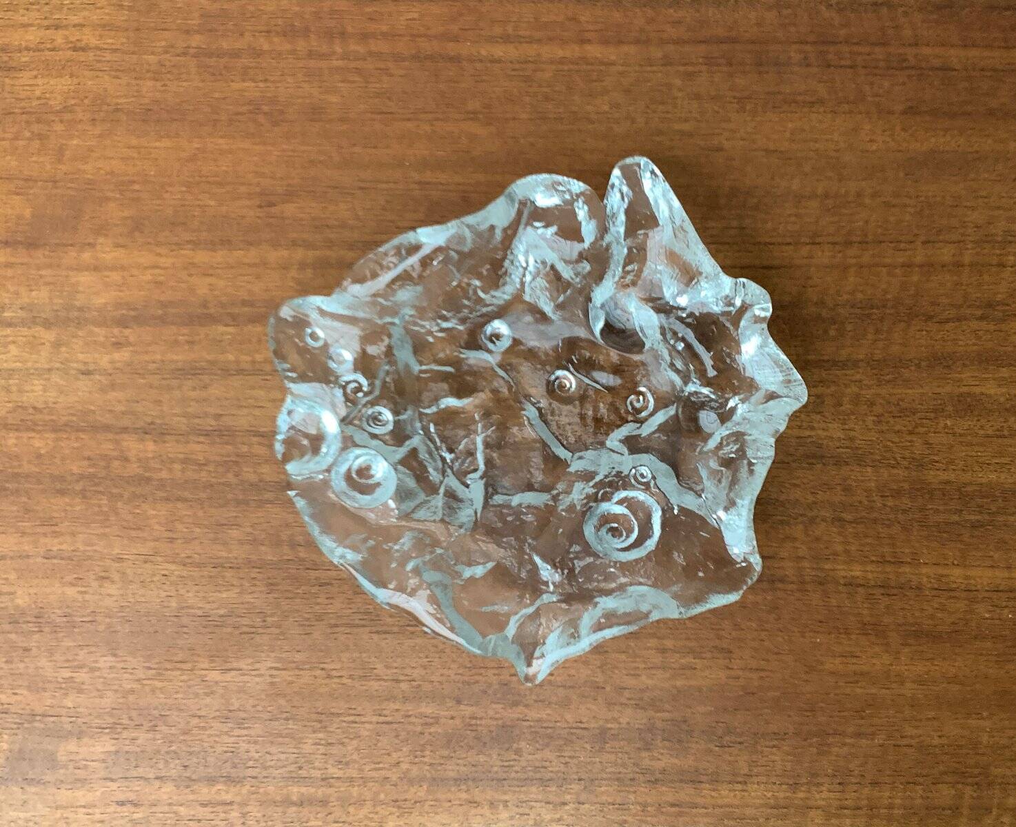 Frosted glass bowl with snail patterns, 1960s.