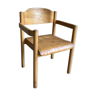 Vintage brutalist beech armchair circa 1970-1980 Danish style
