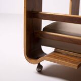 1970s brutalist lounge chair by Jan Bocan, Czechoslovakia, cream leather an