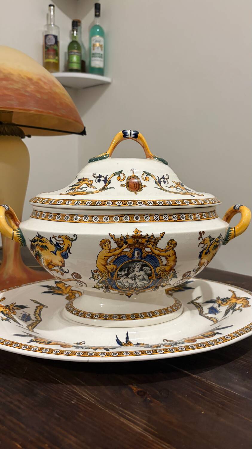 Vintage soup tureen – Gien pottery – Art Deco