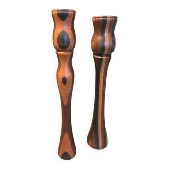 Pair of wooden candlesticks