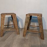 Paire de tabourets tôle anciens