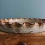 Pie and quiche mold dish in Puisaye stoneware signed Jean-Pierre Prud'homme