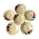 Set of 6 hollow plates digoin sarreguemines model "ginette" years 30-40